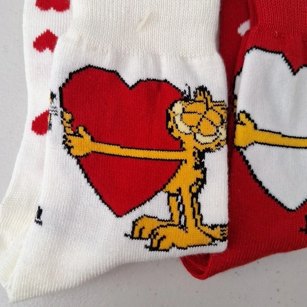 Vintage 1994 GARFIELD THE CAT Women's Crew Socks Valentine's Day Novelty NWT